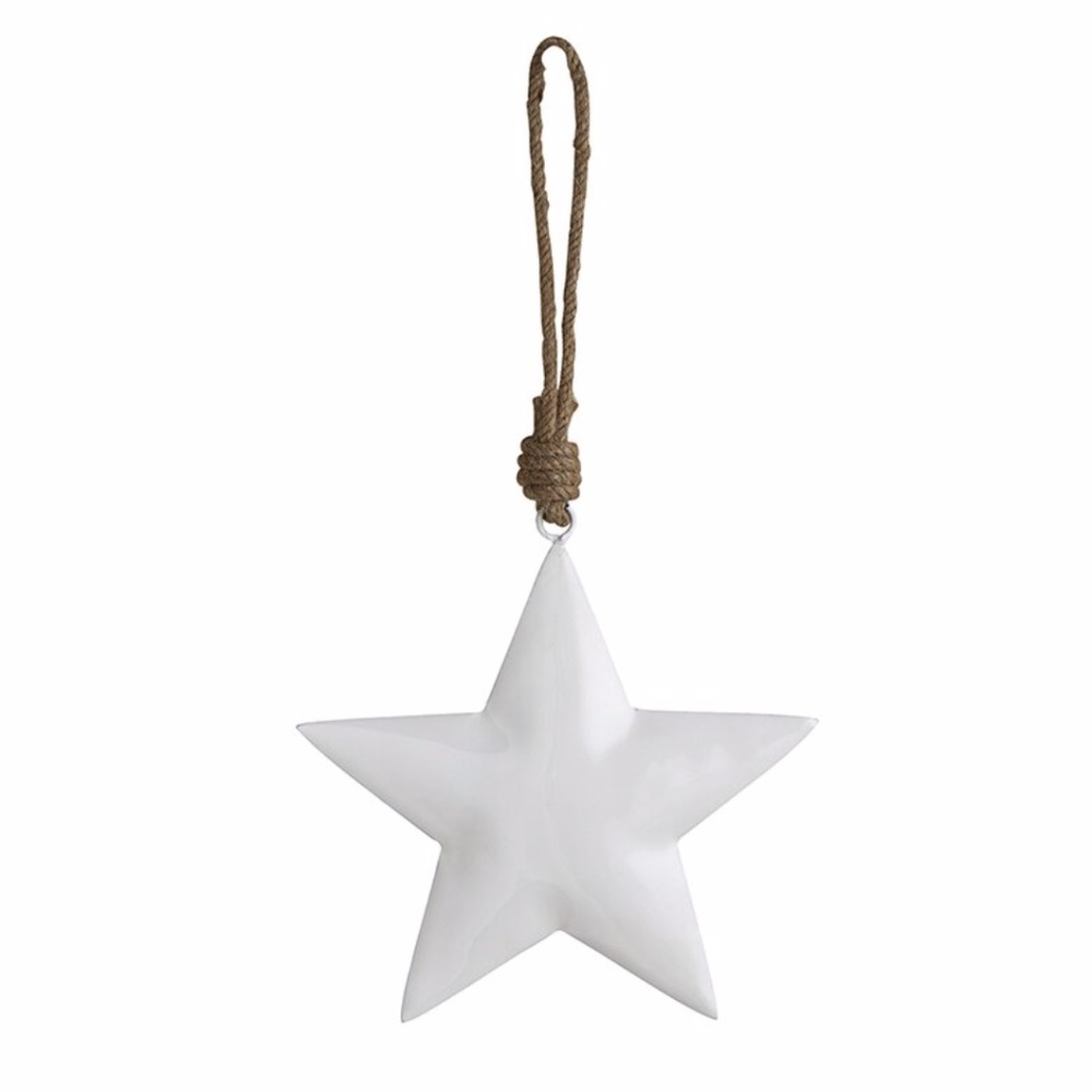 Enamel Nursery Decor WHITE STAR Ornament